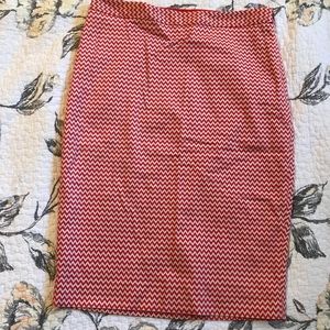 Red Patterned Pencil Skirt